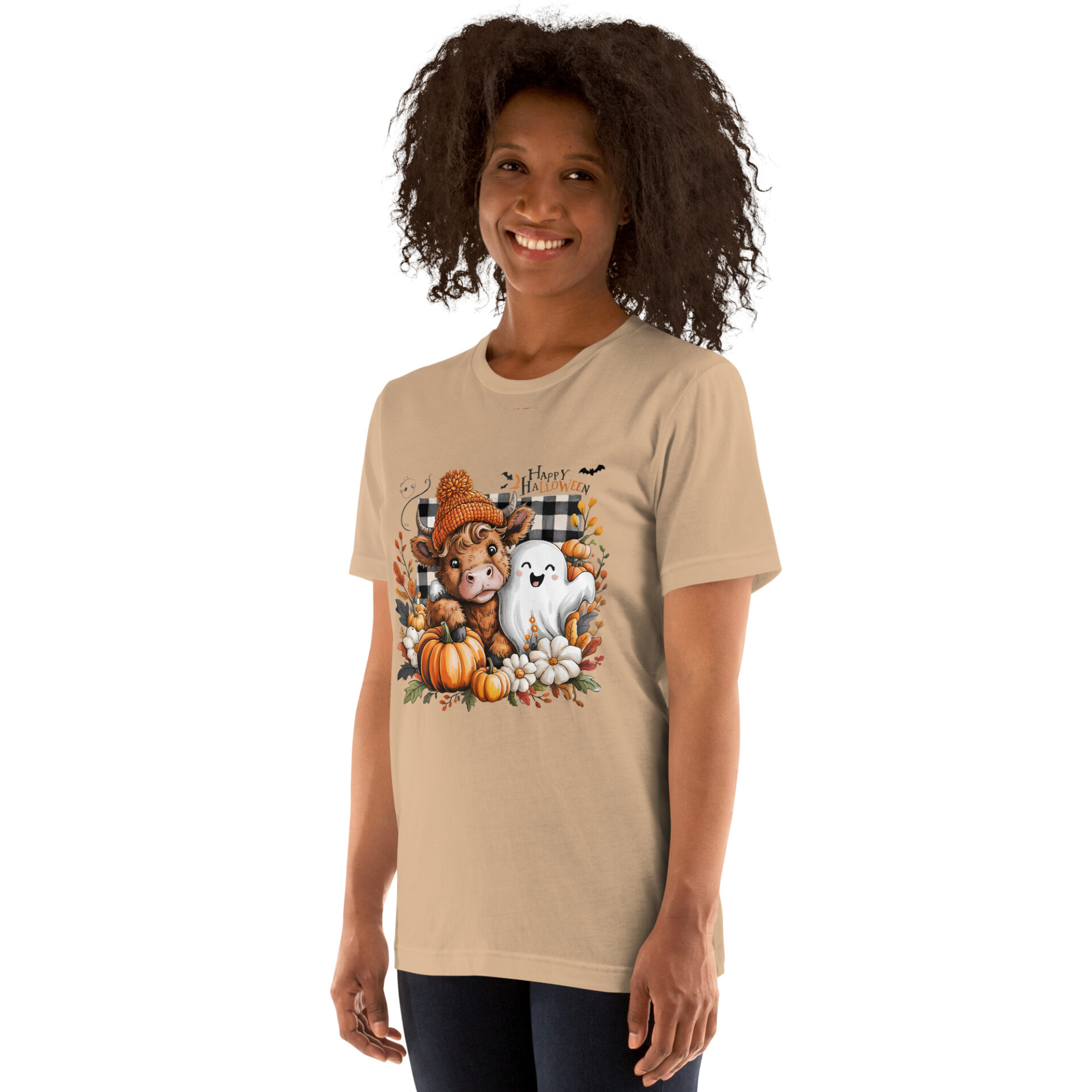 Get into the spooky spirit with a touch of highland charm! This adorable Halloween shirt features a cute Highland Cow all dressed up for trick-or-treating — complete with a witch hat, pumpkins, and a spooky-cute vibe that's perfect for fall. Whether you're heading to a Halloween party or just love cozy autumn - Image 3